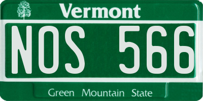 VT license plate NOS566