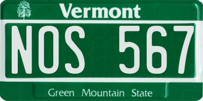 VT license plate NOS567