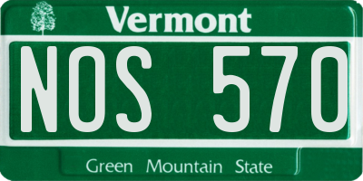 VT license plate NOS570