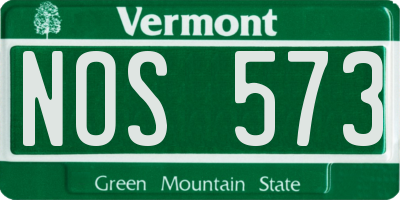 VT license plate NOS573