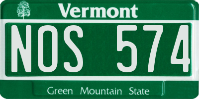 VT license plate NOS574