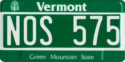 VT license plate NOS575