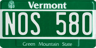 VT license plate NOS580