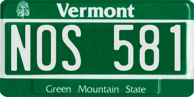 VT license plate NOS581