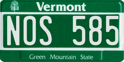 VT license plate NOS585