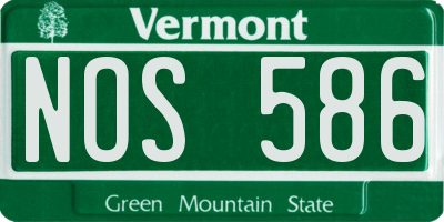 VT license plate NOS586