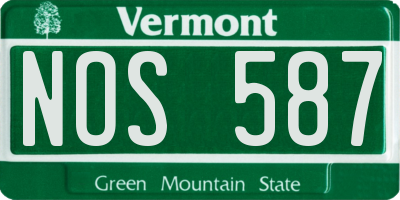 VT license plate NOS587
