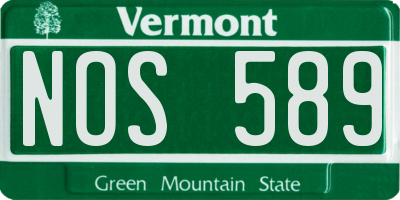 VT license plate NOS589