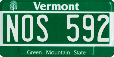 VT license plate NOS592