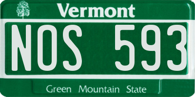 VT license plate NOS593