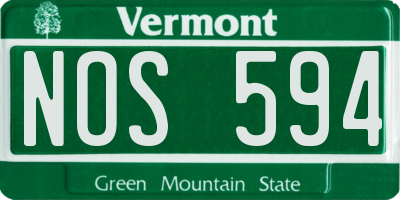 VT license plate NOS594