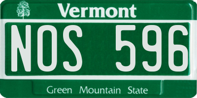 VT license plate NOS596
