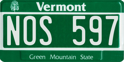 VT license plate NOS597