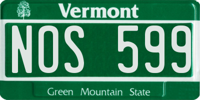 VT license plate NOS599