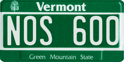 VT license plate NOS600