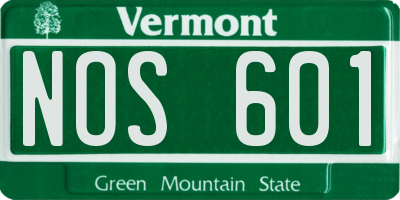 VT license plate NOS601