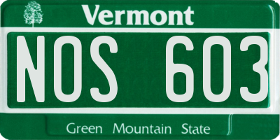 VT license plate NOS603