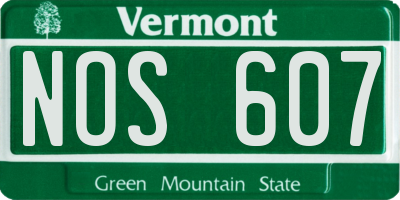 VT license plate NOS607