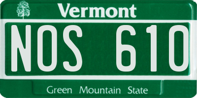 VT license plate NOS610