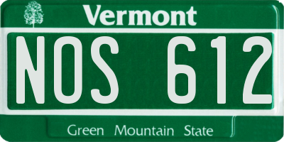 VT license plate NOS612