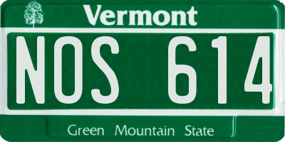 VT license plate NOS614