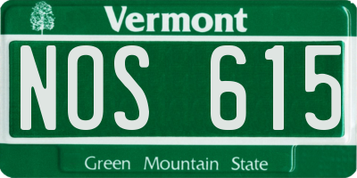 VT license plate NOS615