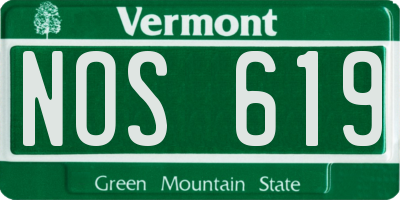 VT license plate NOS619