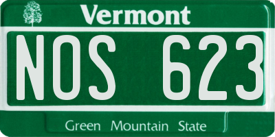 VT license plate NOS623