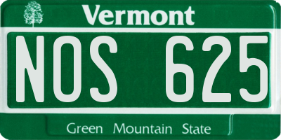 VT license plate NOS625