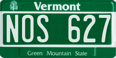 VT license plate NOS627