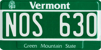 VT license plate NOS630