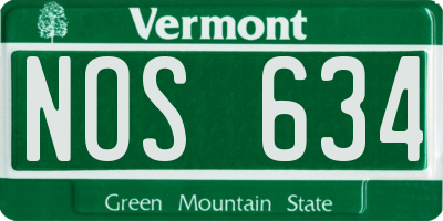 VT license plate NOS634