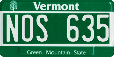 VT license plate NOS635