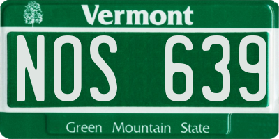 VT license plate NOS639