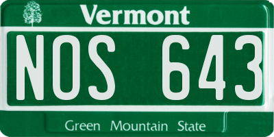 VT license plate NOS643