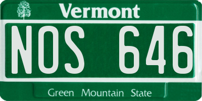 VT license plate NOS646