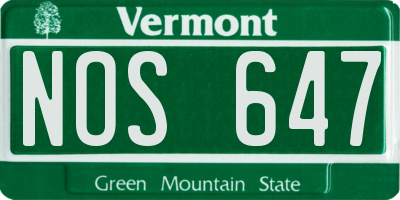 VT license plate NOS647