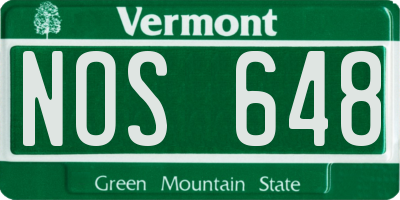 VT license plate NOS648