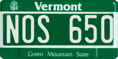VT license plate NOS650