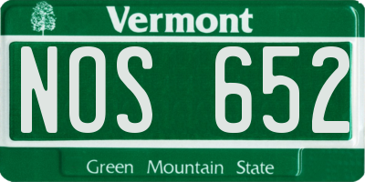 VT license plate NOS652