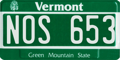 VT license plate NOS653