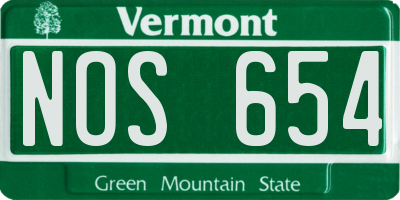 VT license plate NOS654