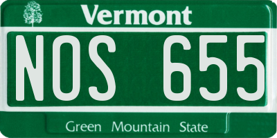 VT license plate NOS655