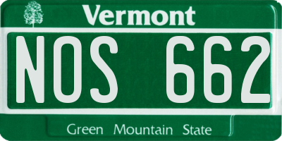 VT license plate NOS662