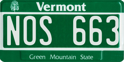 VT license plate NOS663