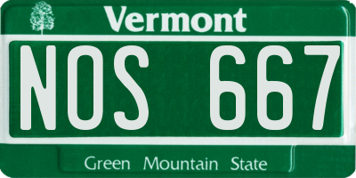 VT license plate NOS667