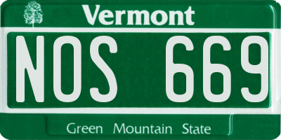 VT license plate NOS669