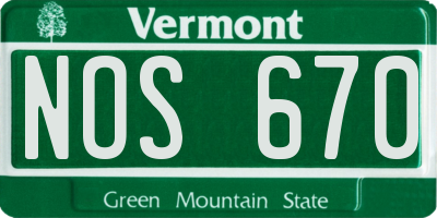 VT license plate NOS670