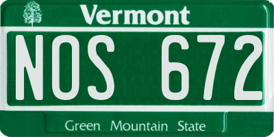 VT license plate NOS672