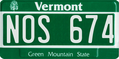 VT license plate NOS674
